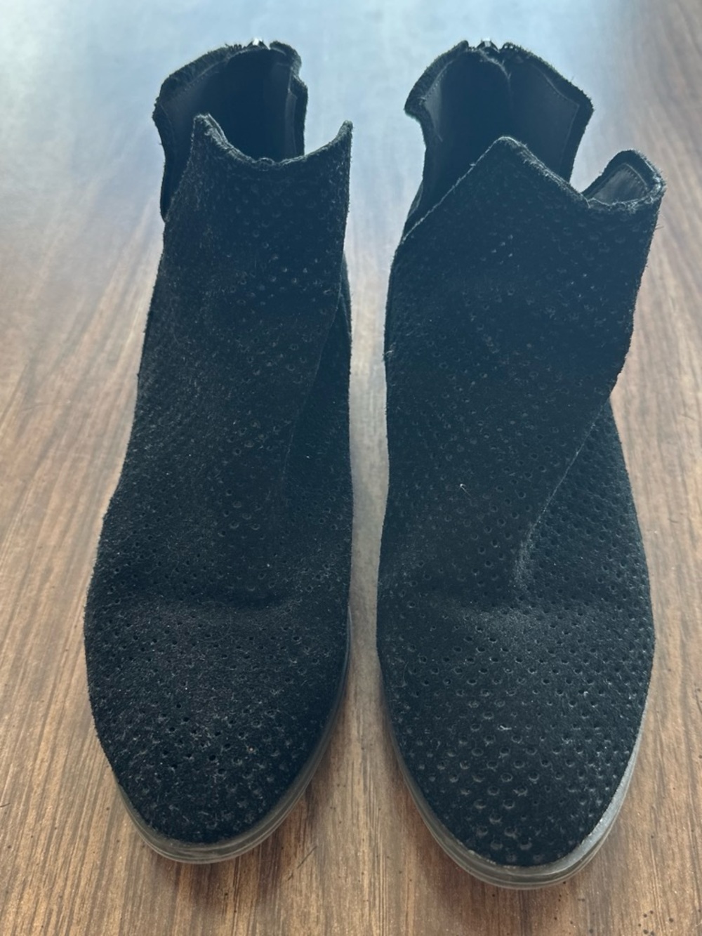 Crown Vintage Black Perforated Suede Ankle Booties